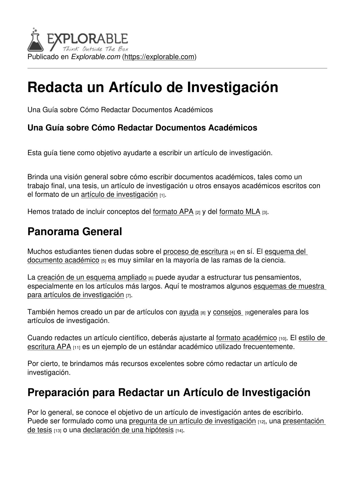 Redacta un Artículo de Investigación